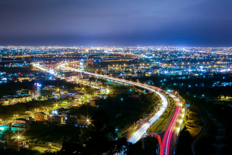 some street lights and buildings at night