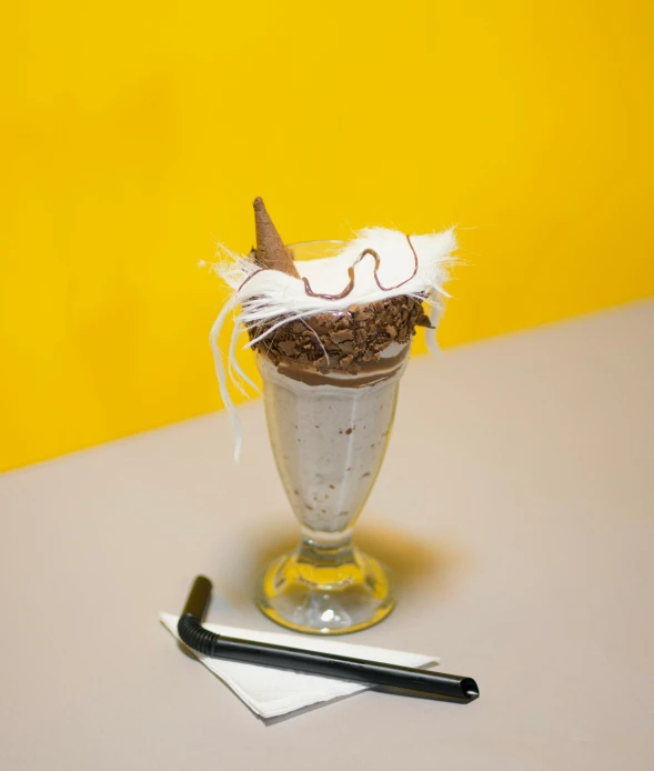 a chocolate ice cream dessert with whipped cream and cinnamon crunch