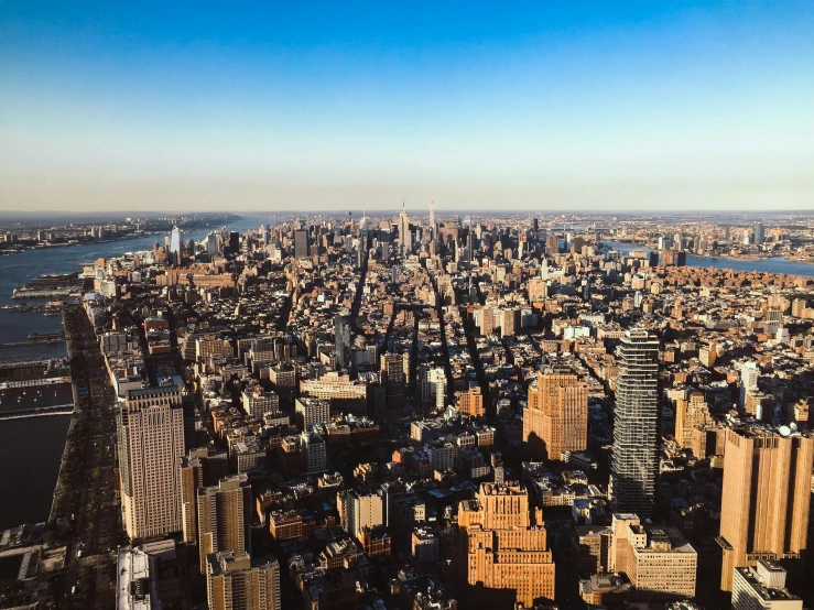 the aerial view of manhattan taken from top of empire state building