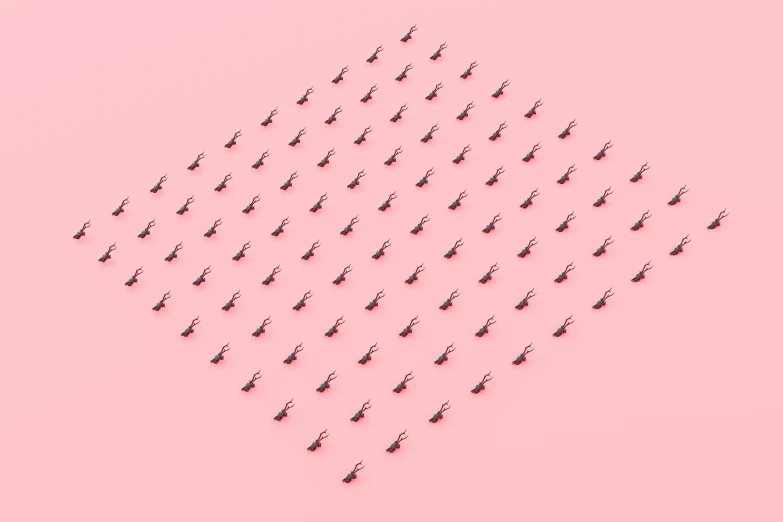 several people are standing out in a pink square