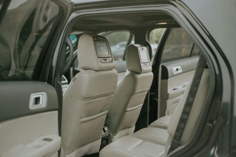 a view from the back seat of an suv