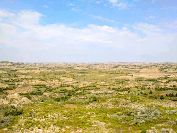 an aerial view looking down into the landscape