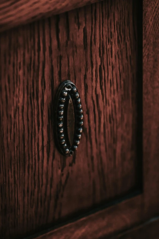 an antique door with wooden handle on it