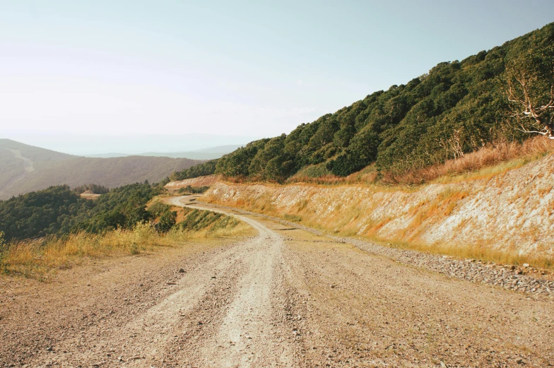 the road in the middle of a mountain range