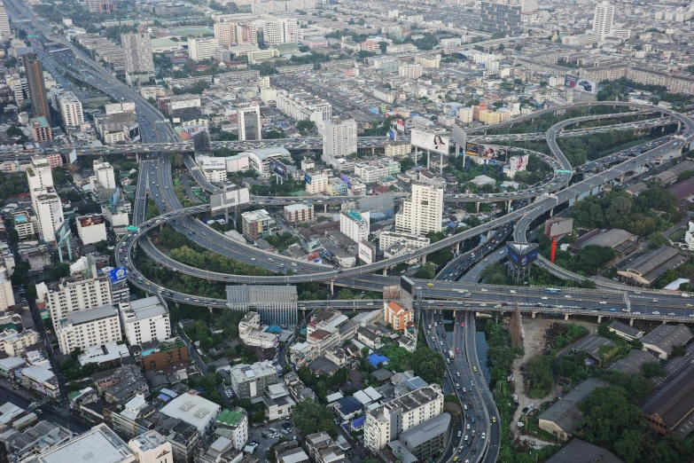 a bird - eye view of multiple interstates with other traffic in the background