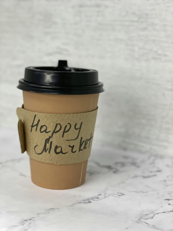 a coffee cup with the words happy birthday on it
