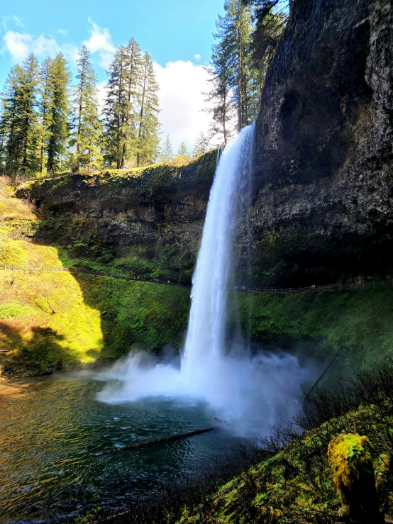 this waterfall has a large amount of water