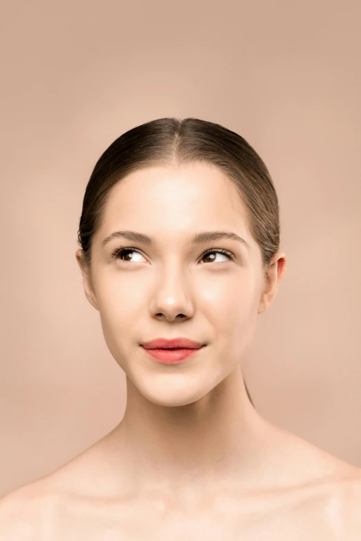 a woman with large  and blue eyes posing for a po