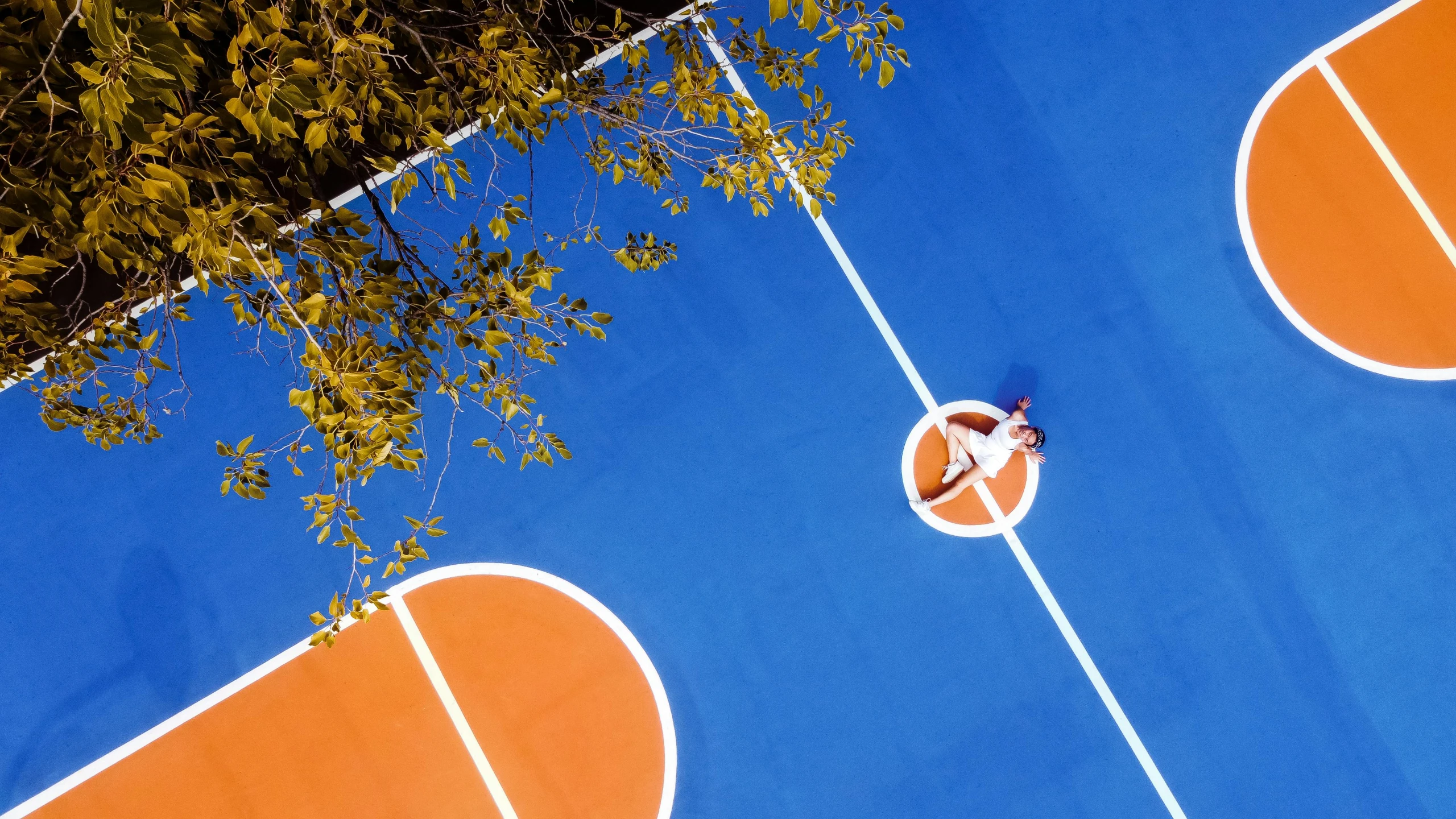 a tennis court has a line for a baseline