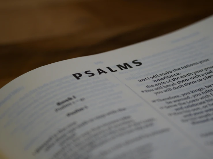 a book with the word psalms printed on it