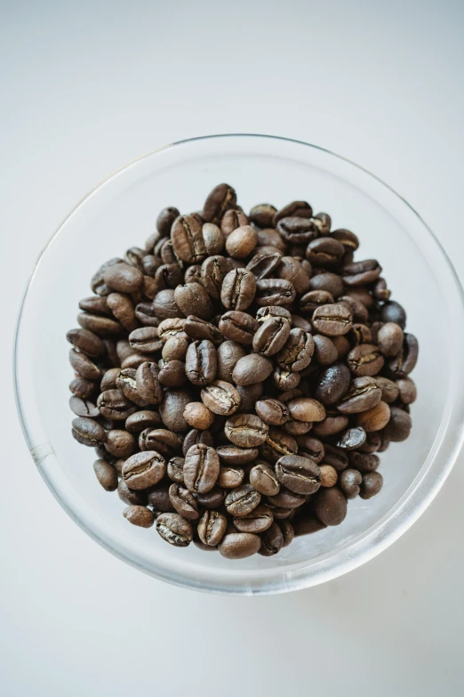 close up s of coffee beans on the bowl