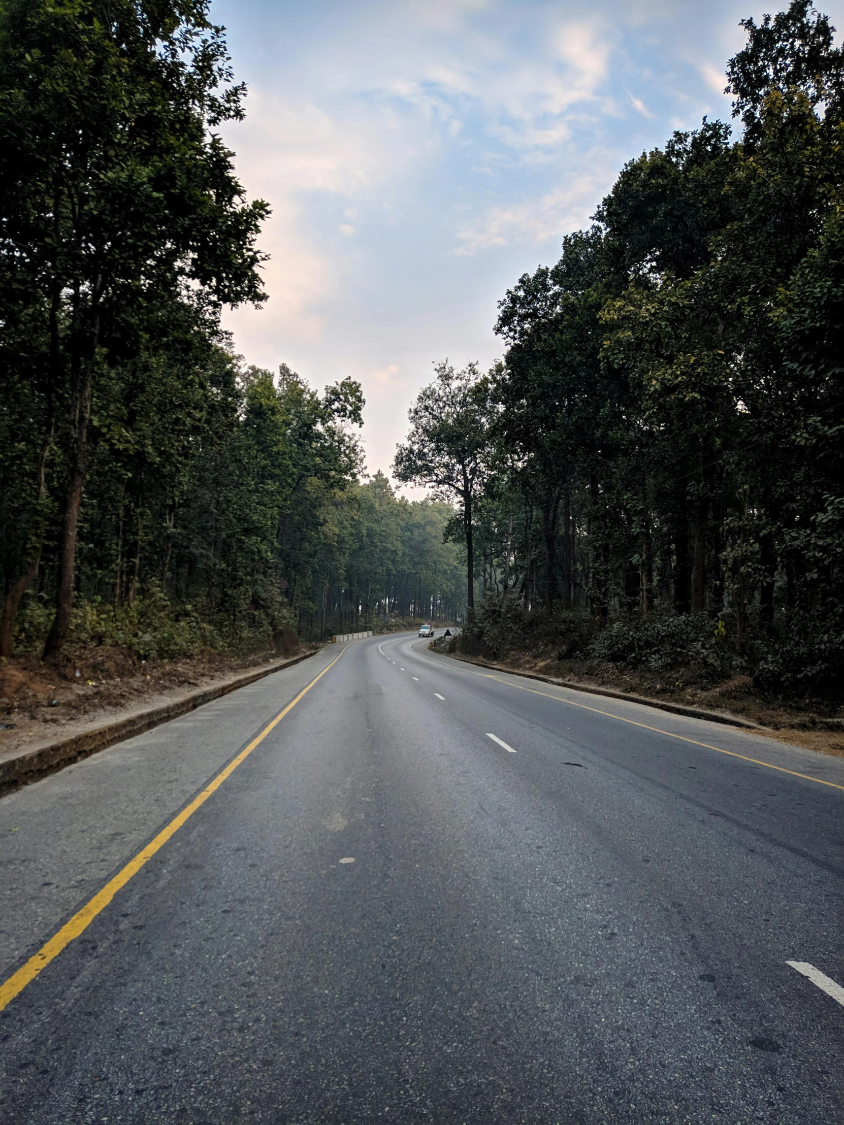 the car on a highway with no cars at all