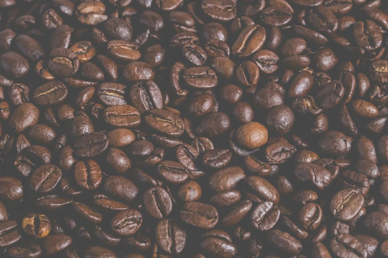 a pile of coffee beans with water droplets on them