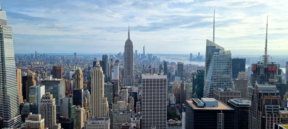 an aerial view of a large city with skyscrs