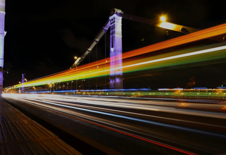 a long exposure po of light streaks from cars on the highway