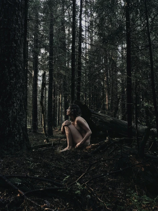 a young  man in the woods in the sun