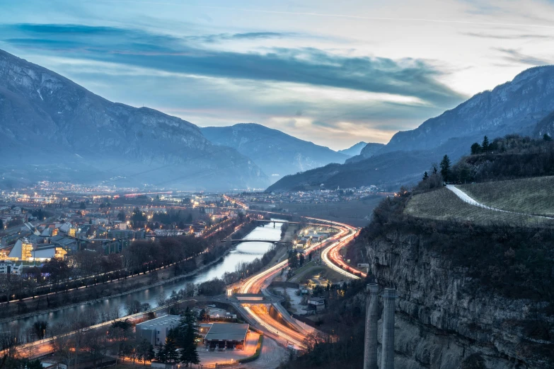 a view of the valley with a river running through it