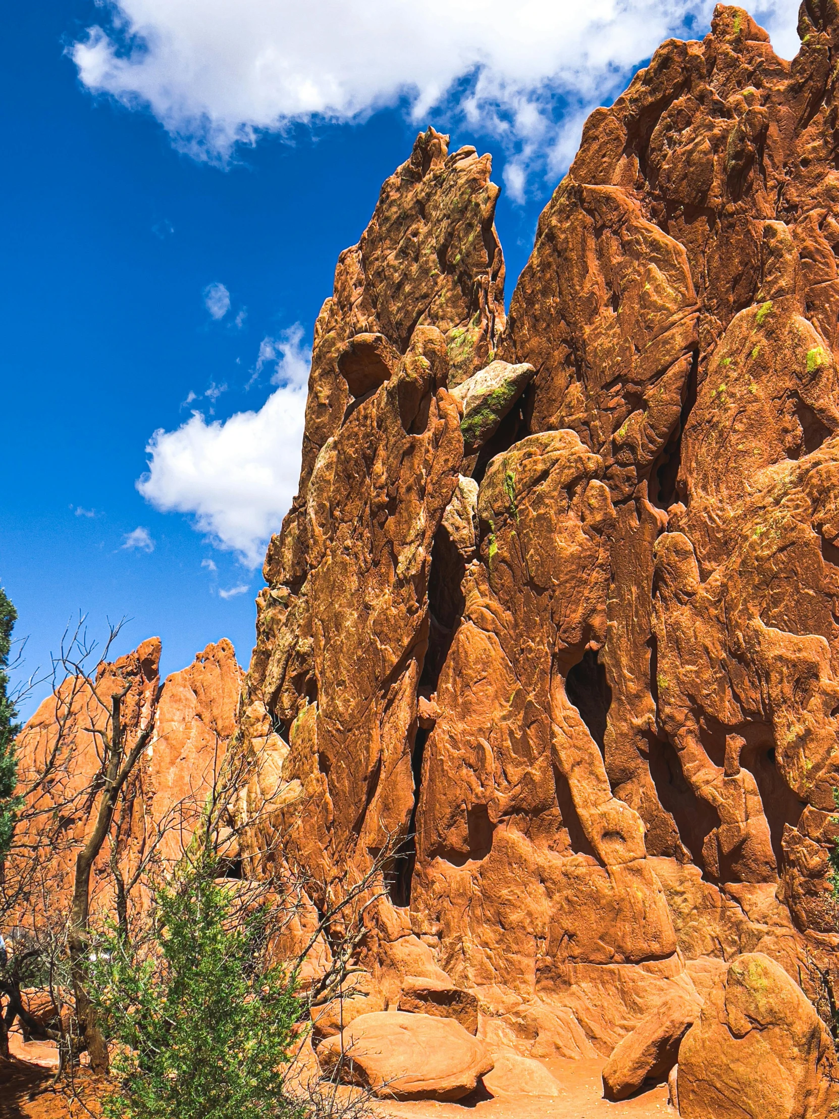 the rock formations are uniquely shaped and appear to be in the air