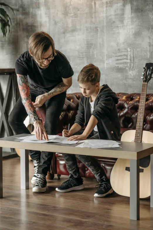 a woman and  making soing to write on a piece of paper