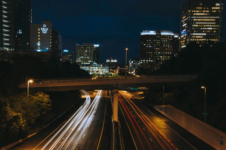 an aerial s of a city with city lights