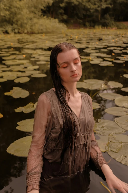 an image of a woman floating in water