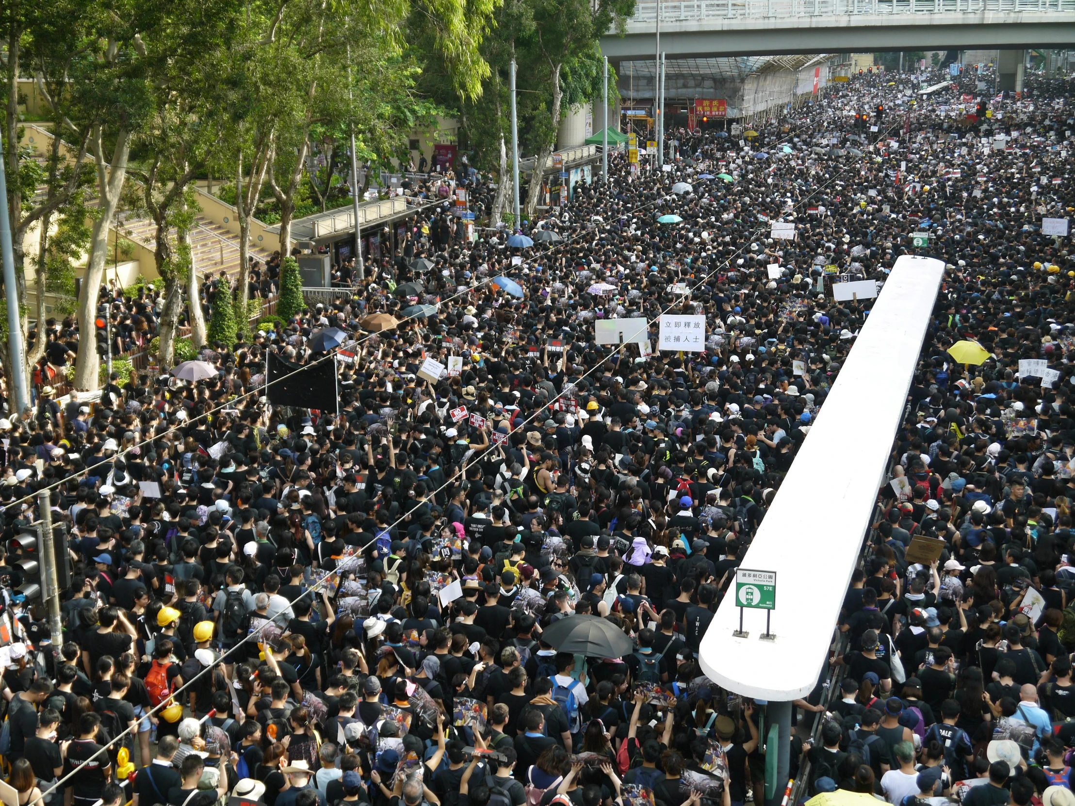 a large crowd of people standing next to one another