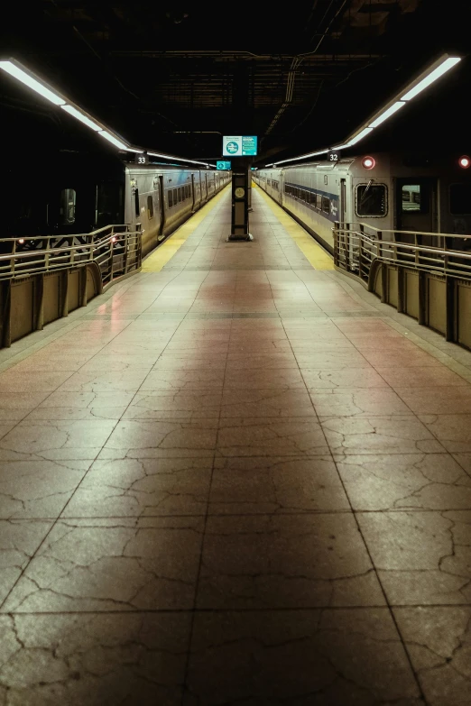 the platform at the subway station is empty