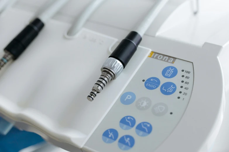 the electronic medical device on display with different wires