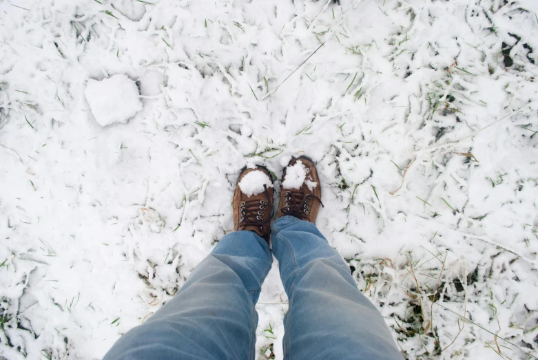 a person standing on the ground in a snowy field