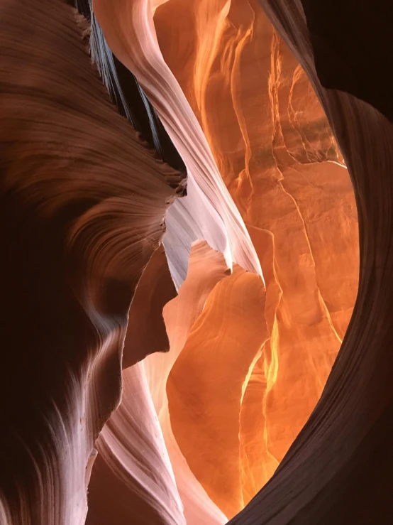 the light is hitting through the canyons and creating patterns