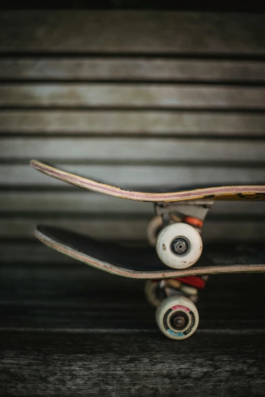 a couple of skateboards that are in a room