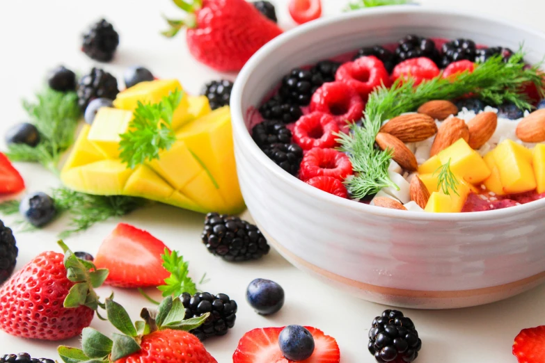 a bowl that has some fruit inside of it