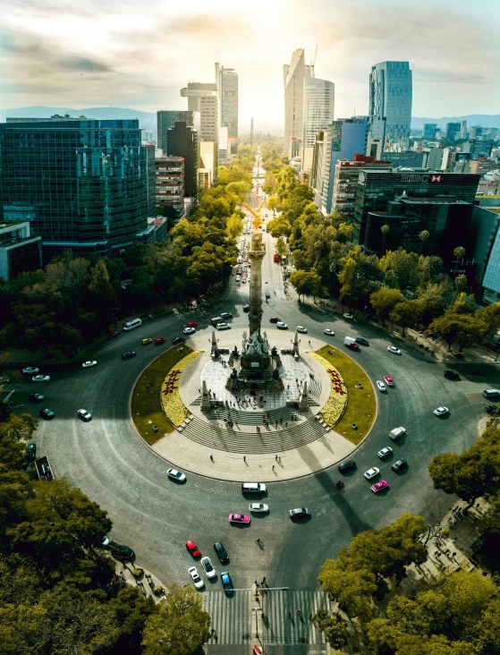 an aerial view of the city from atop