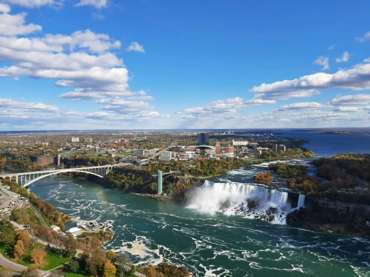 a bird's eye view of a falls in niagara and the canadian falls