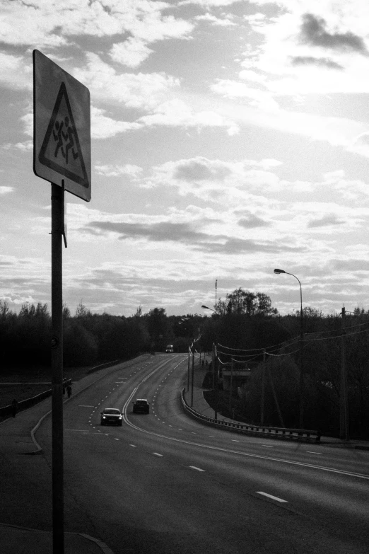 a black and white po of a street sign