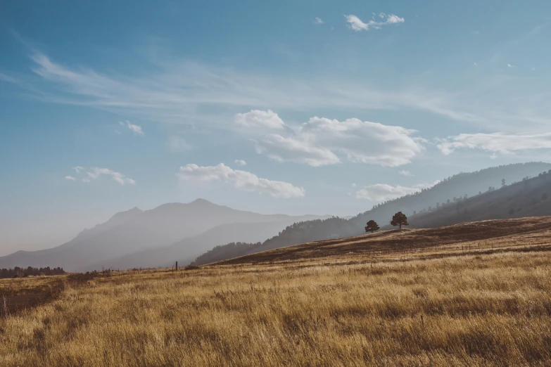 an empty field with some mountains in the background