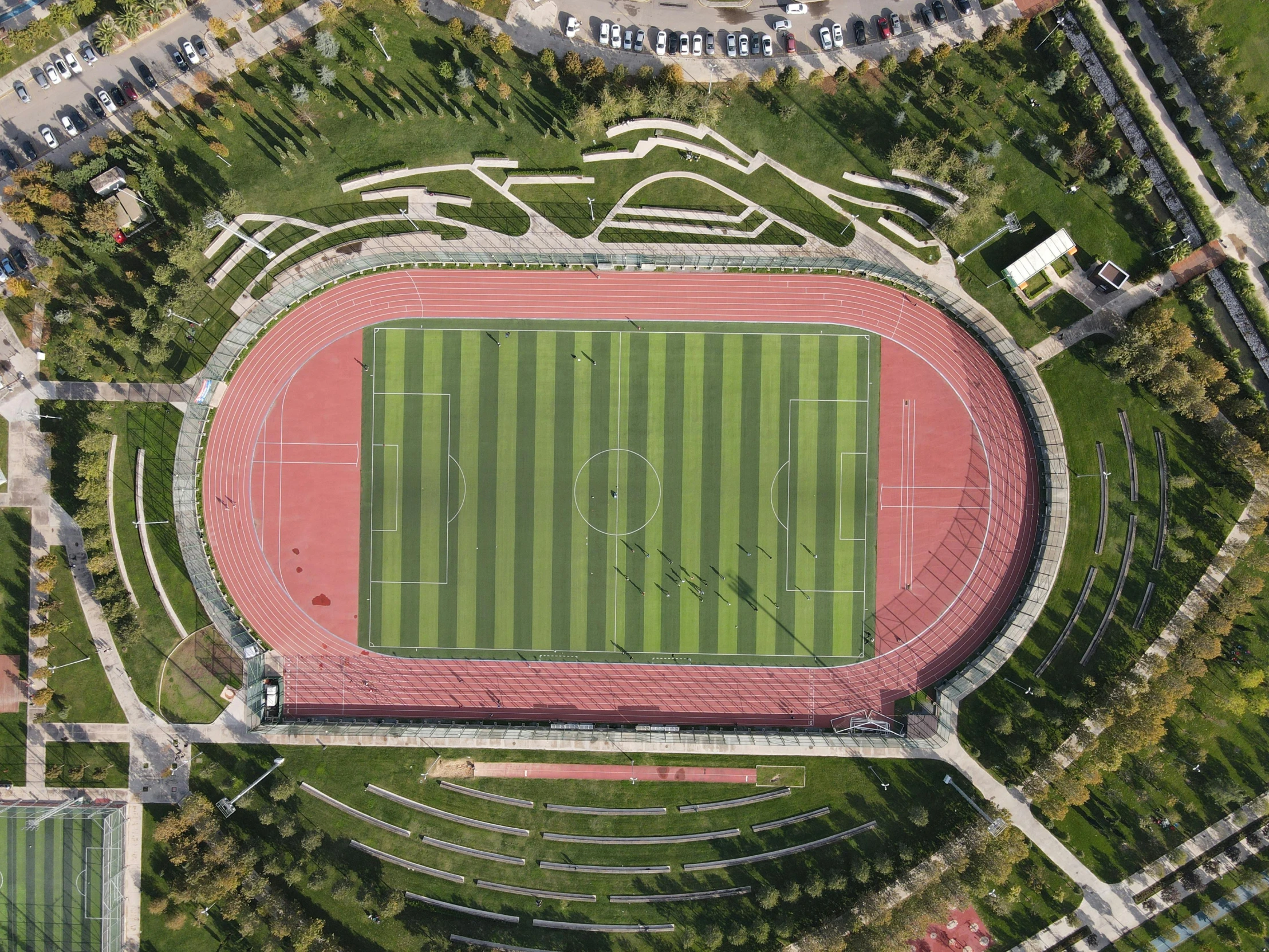 an aerial view of the stadium from above
