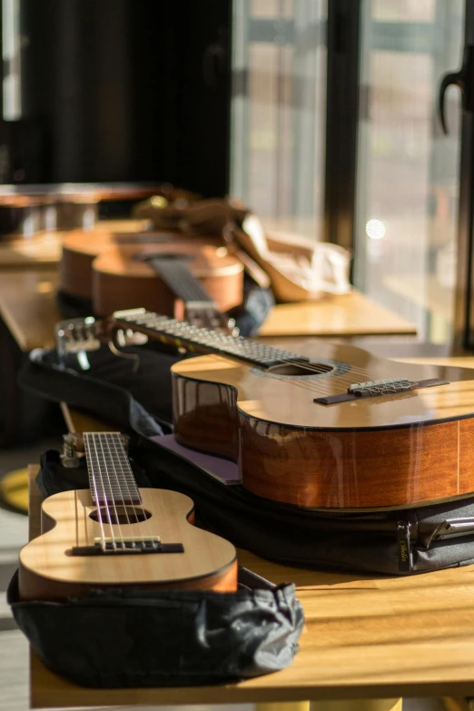 the acoustic guitars are ready to be sold