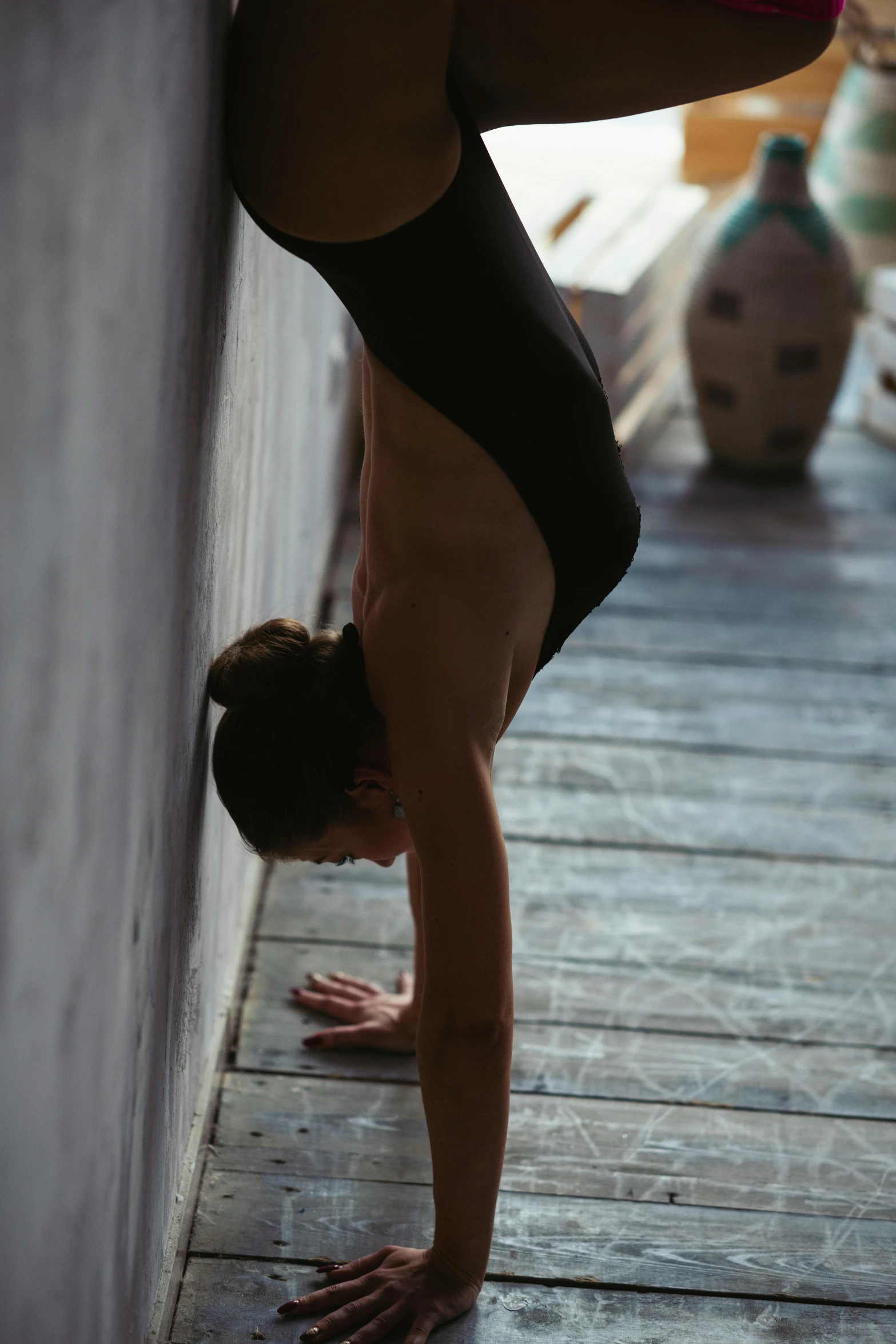 a man performing a stand on his body