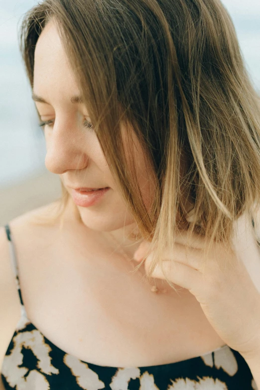 a close up of a person near the water