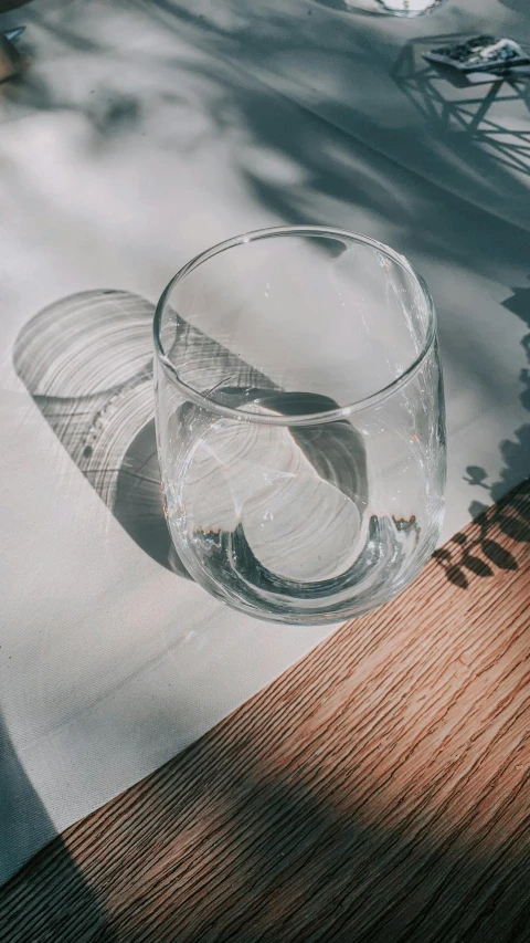 a glass of water on a table