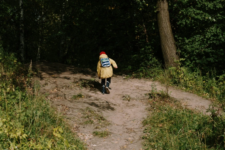  walking alone in a forested area