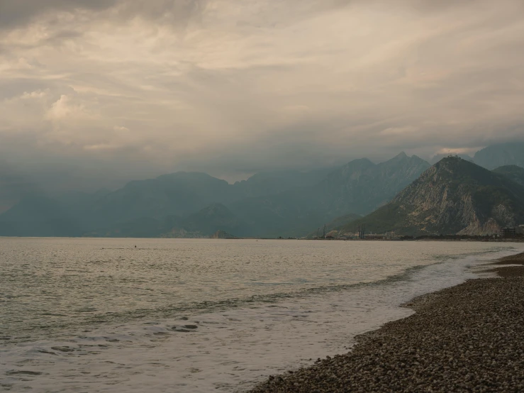 a view of a beach on an overcast day