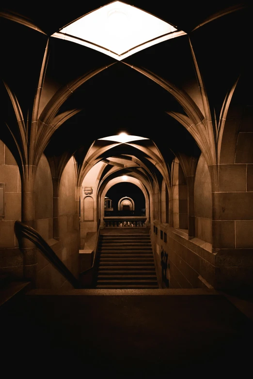 a staircase with steps leading up to the ceiling