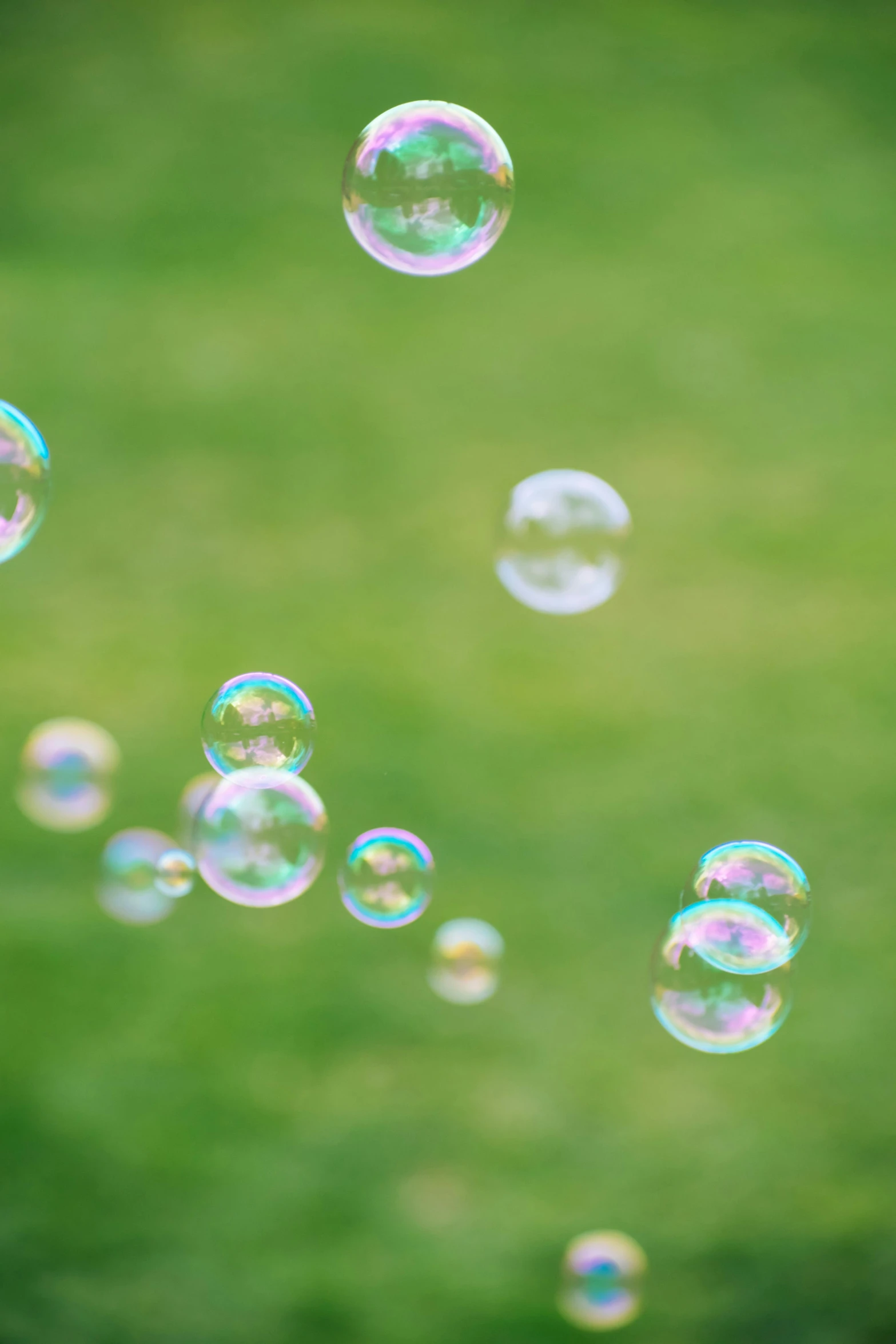 a field that has some bubbles flying in the air