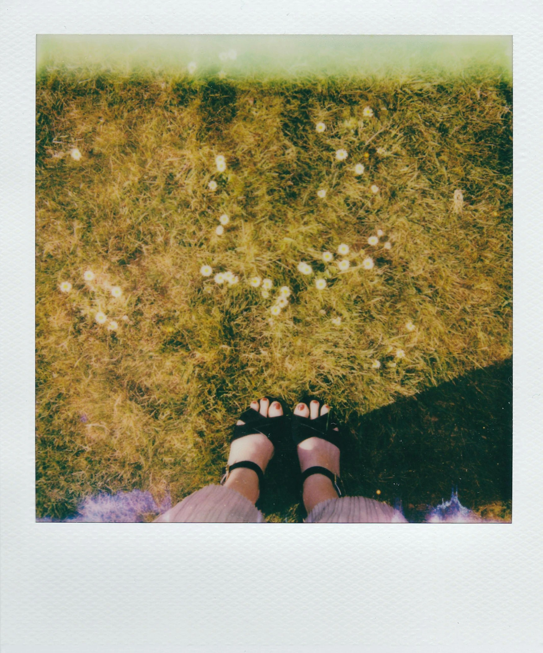 a person standing on a field near grass