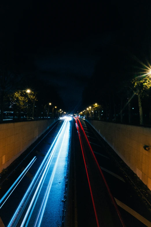 long exposure s of car lights in the dark