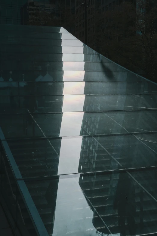 a close up of the side of a building on a rainy day