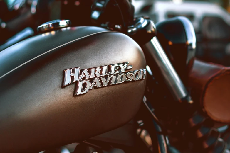 a closeup view of a harley davidson motorcycle