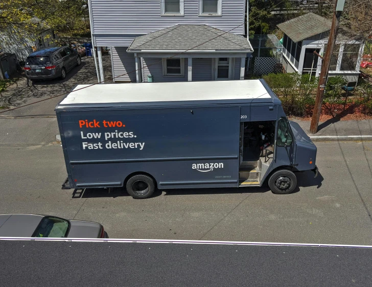 a food truck parked in front of a home